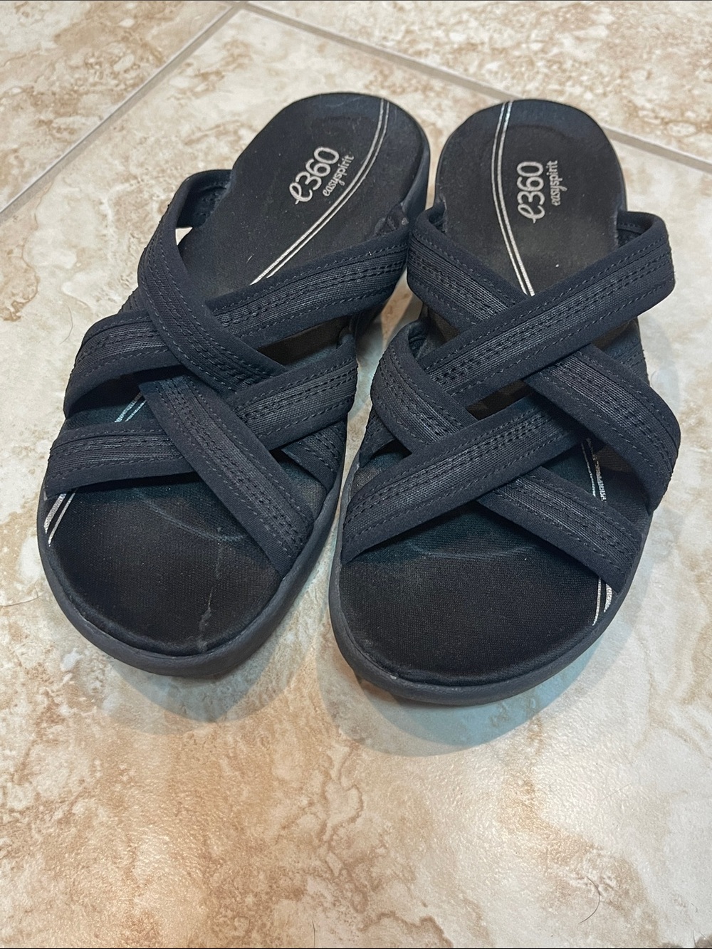 Easy Spirit Black Strappy Slide Sandals
